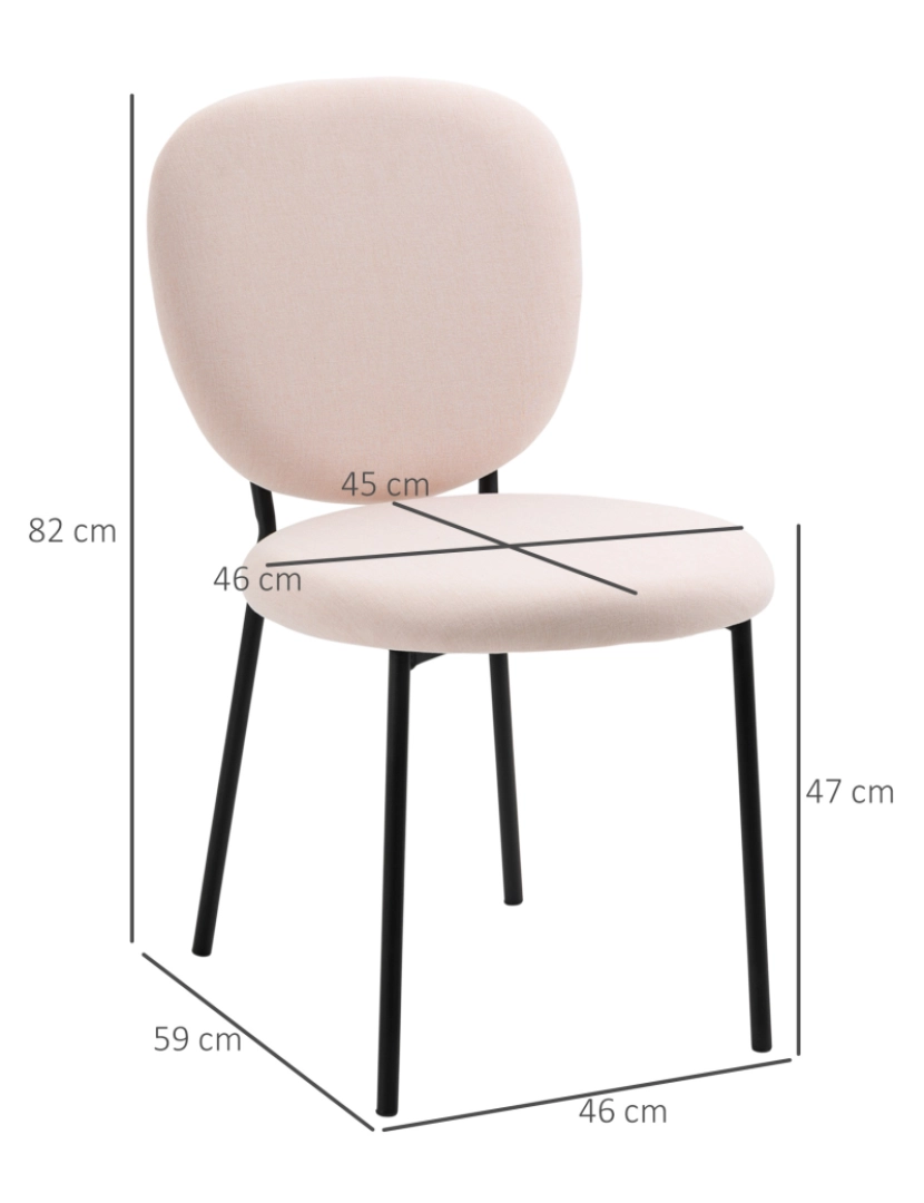 imagem de Cadeiras de Sala de Jantar 46x59x82cm cor rosa 835-759V00PK3