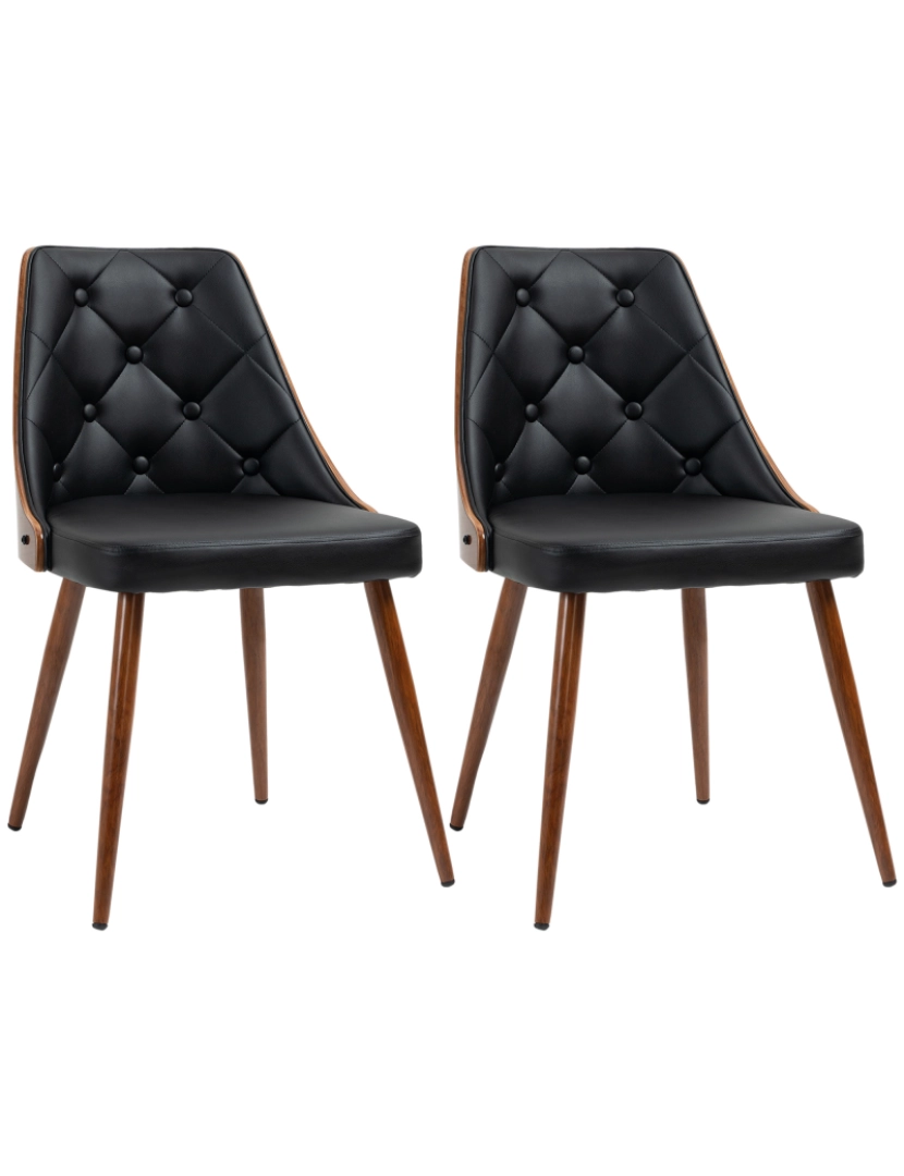 Homcom - Cadeiras de Sala de Jantar 50,5x59x82cm cor preto e nogueira 835-822V00BK