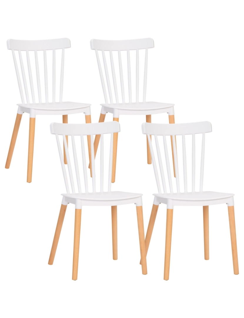 imagem grande de Conjunto de 4 Cadeiras 43x52,5x83cm cor branco e madeira 835-834V00WT1