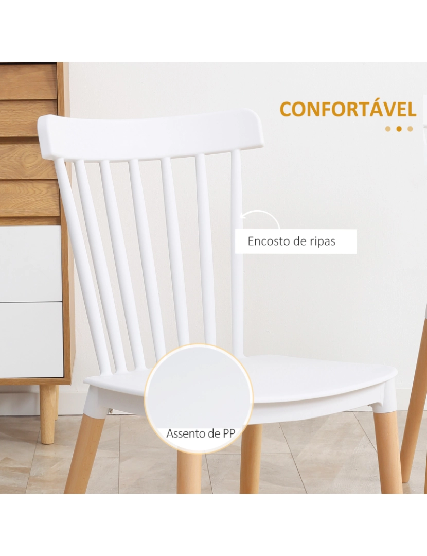 imagem de Conjunto de 4 Cadeiras 43x52,5x83cm cor branco e madeira 835-834V00WT5