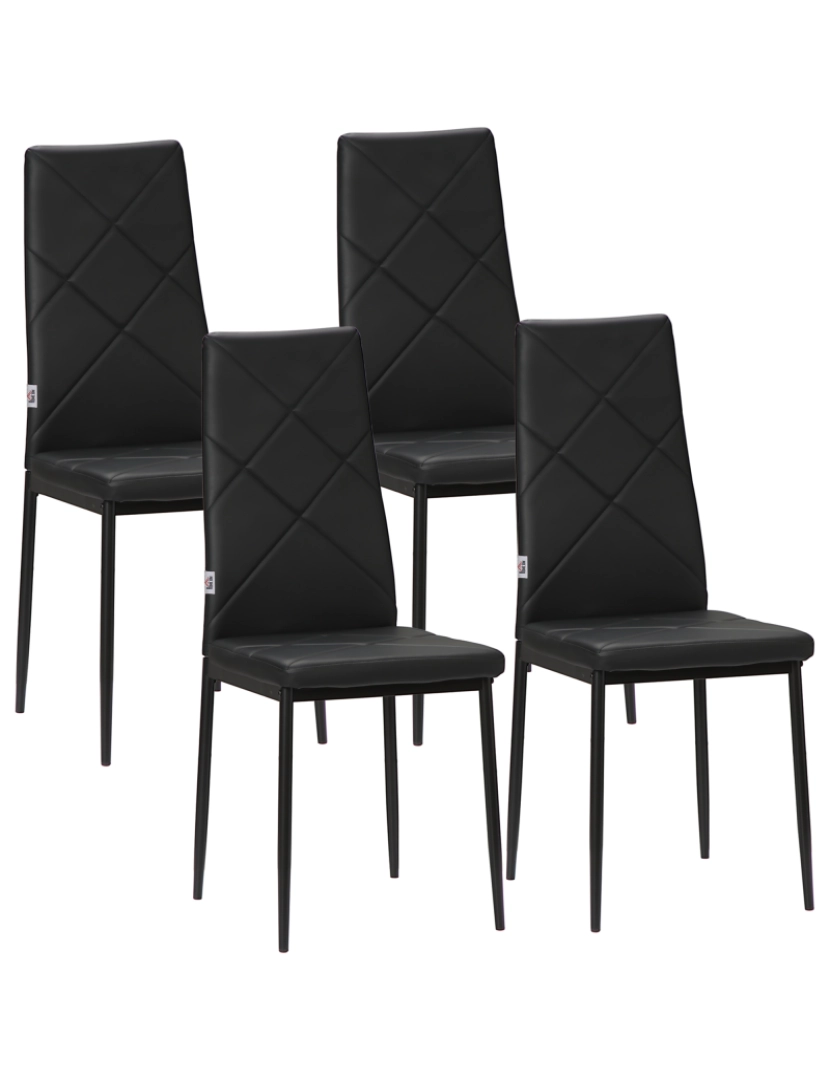 Homcom - Conjunto de 4 Cadeiras 41x50x97cm cor preto 835-835V00BK