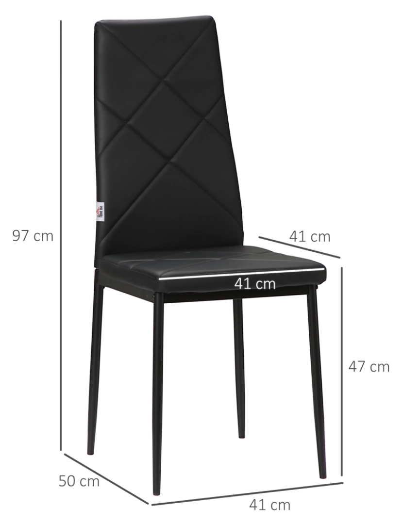 imagem de Conjunto de 4 Cadeiras 41x50x97cm cor preto 835-835V00BK3