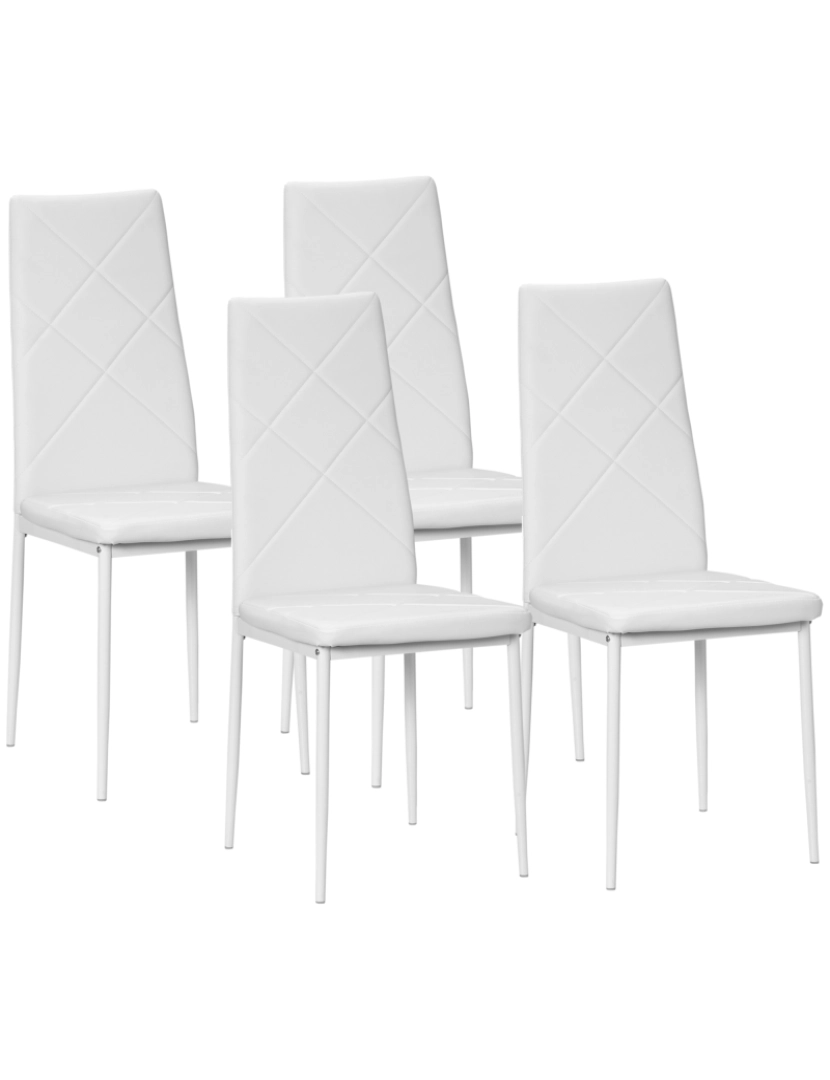 Homcom - Conjunto de 4 Cadeiras 41x50x97cm cor branco 835-835V00WT