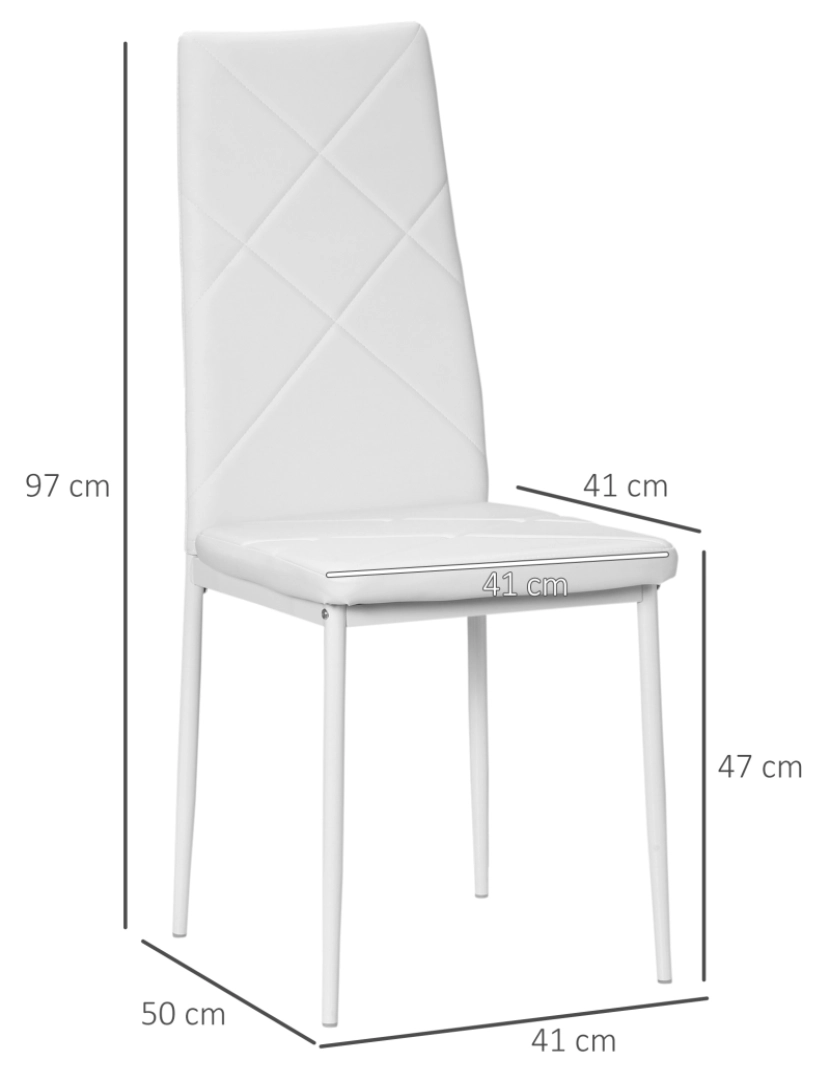imagem de Conjunto de 4 Cadeiras 41x50x97cm cor branco 835-835V00WT3