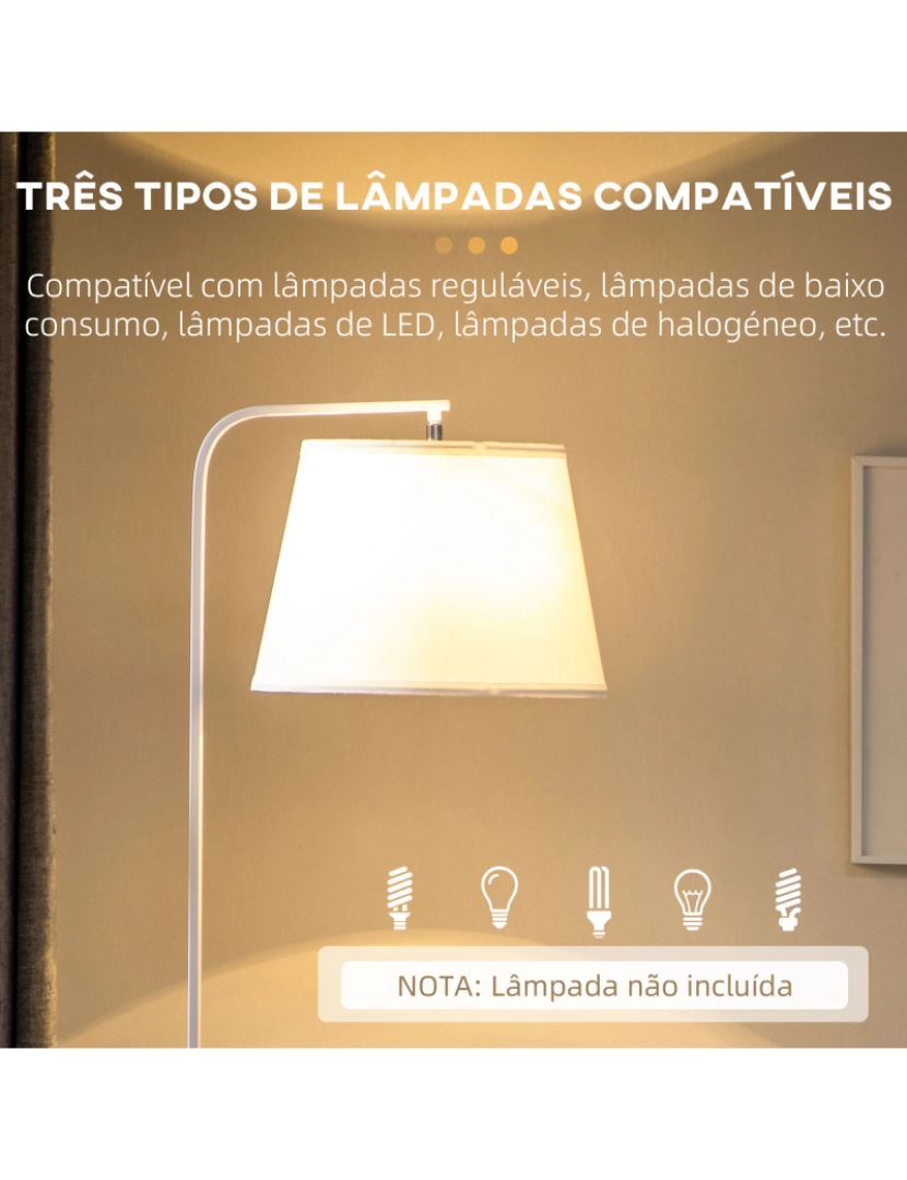 imagem de Candeeiro de Pé Ø37x162cm cor madeira e branco B31-3206