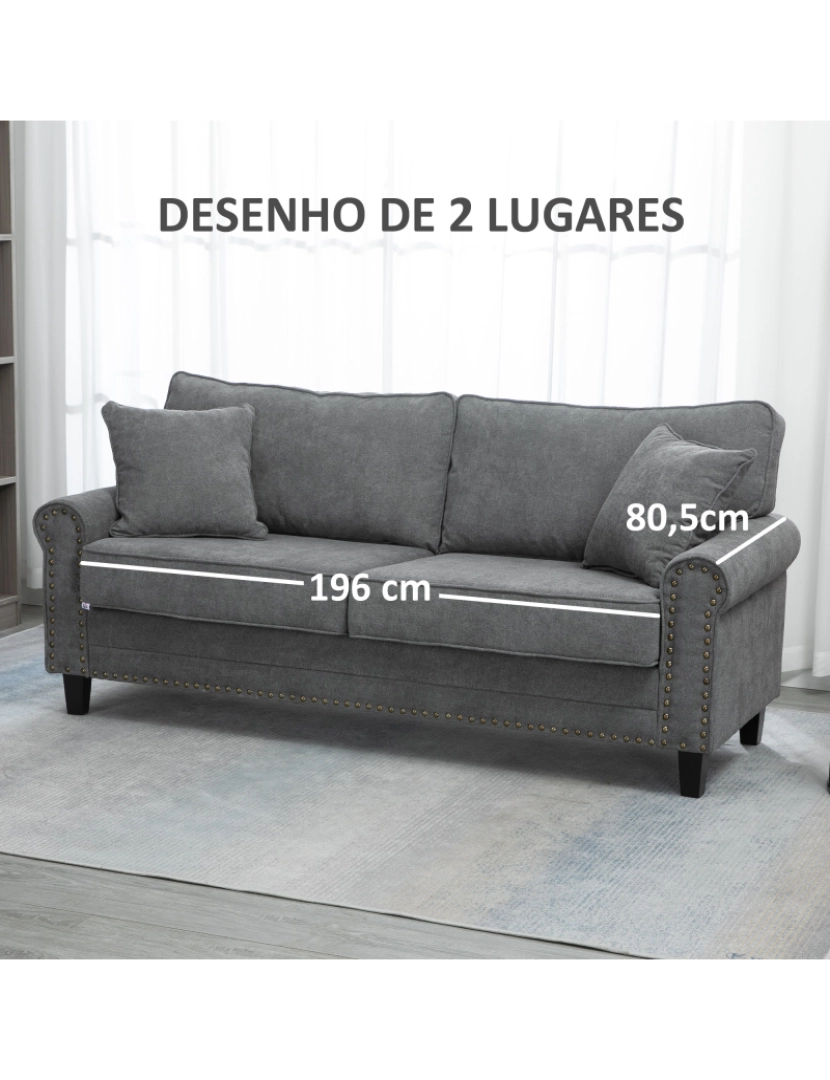 imagem de Sofá de 2 Lugares 196x80,5x89cm cor cinzento 839-499V00GY6