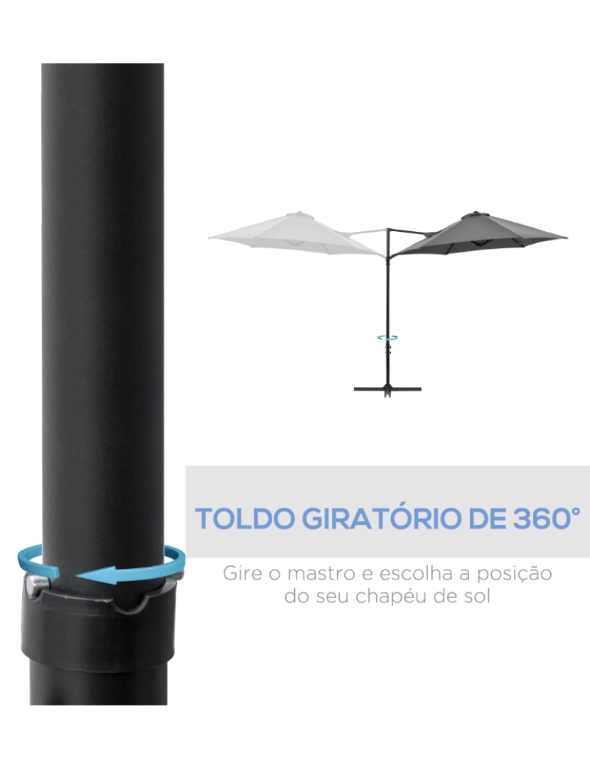 imagem de Chapéu de Sol Ø256x245cm cor cinza escuro/cinza de carvão 84D-209V00CG5