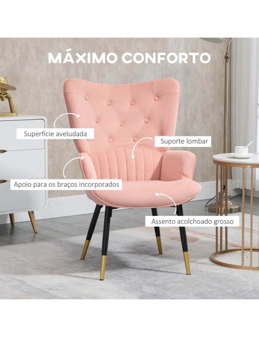 imagem de Poltrona Individual 68x72x103cm cor rosa 839-682V00PK4