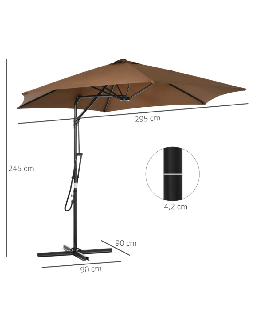 imagem de Chapéu de Sol Ø295x245cm cor marrom 84D-237V00CF3