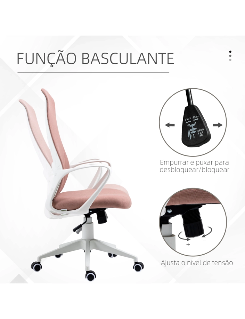 imagem de Cadeira de Escritório Ergonómica 62x56x110-119,5cm cor rosa 921-637V00PK5