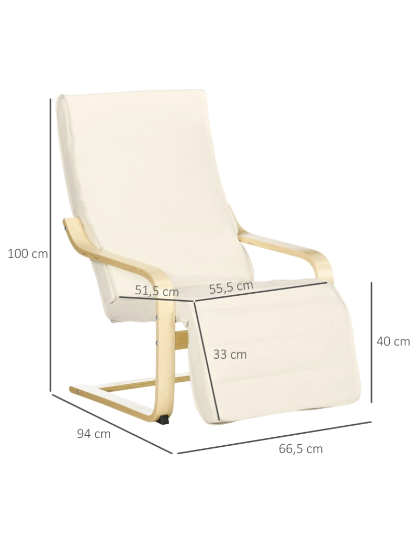 imagem de Poltrona Relax 66,5x94x100cm cor creme branco 833-132V00CW3