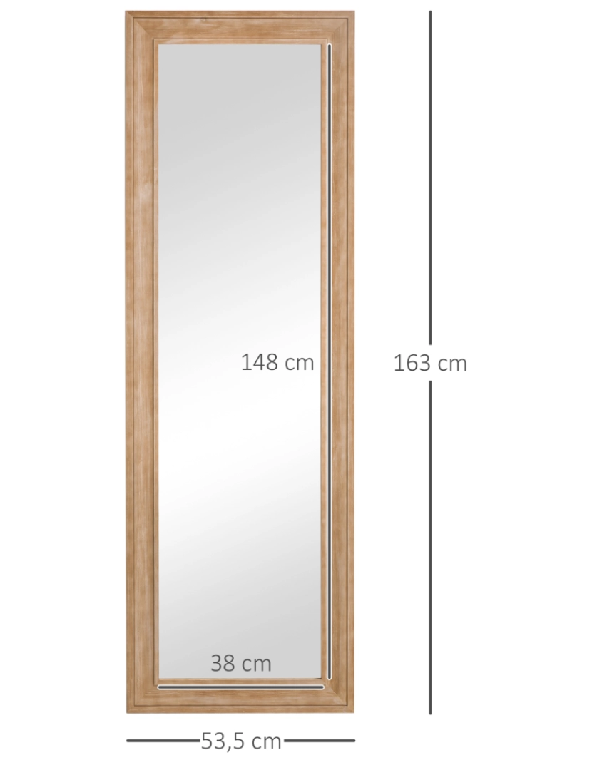 imagem de Espelho de Parede 53,5x2,5x163cm cor cor de madeira natural 830-712V00ND3