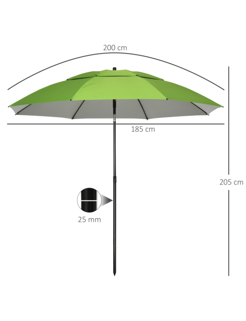 imagem de Chapéu de Sol de Praia Ø185x205cm cor verde 84D-218V00GN3