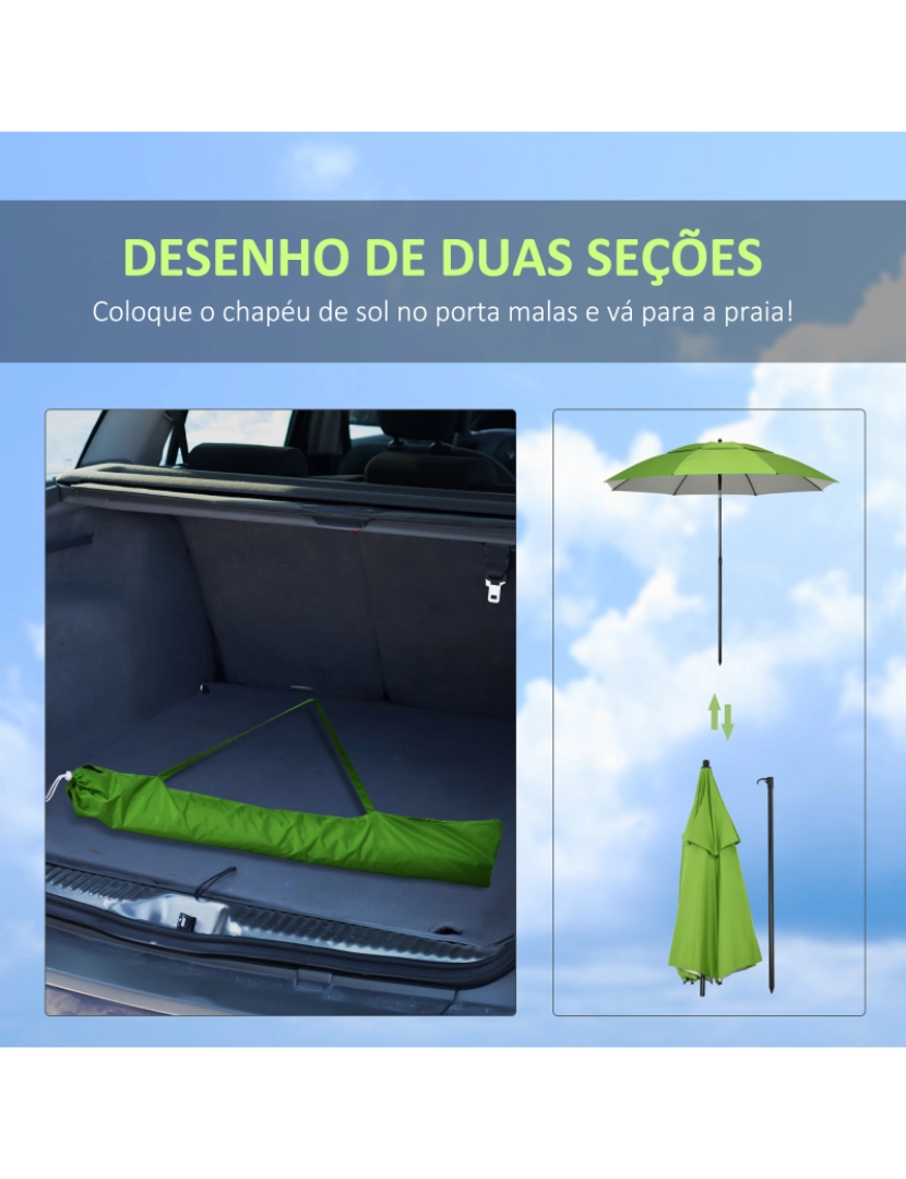 imagem de Chapéu de Sol de Praia Ø185x205cm cor verde 84D-218V00GN8