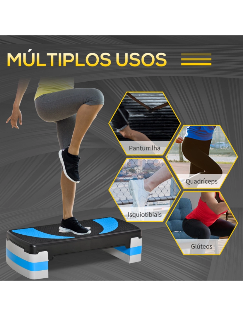 imagem de Step para Exercício 80x31x10-20cm cor preto e azul A90-077BU5