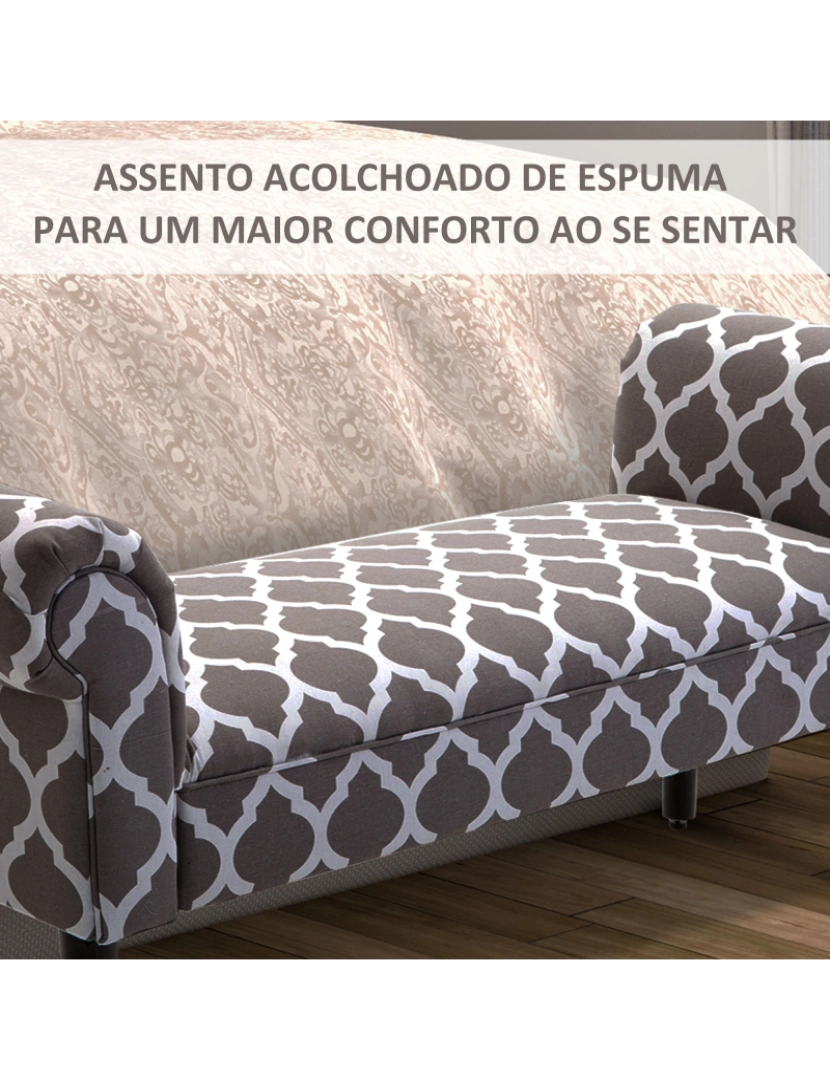 imagem de Banco de Pé de Cama 132x45,5x58cm cor branco e cinza 831-1525