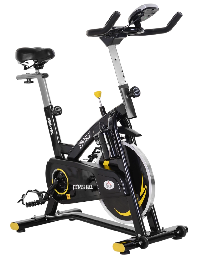 Homcom - Bicicleta de Ciclismo Indoor 47x120x117cm cor preto e amarelo A90-198