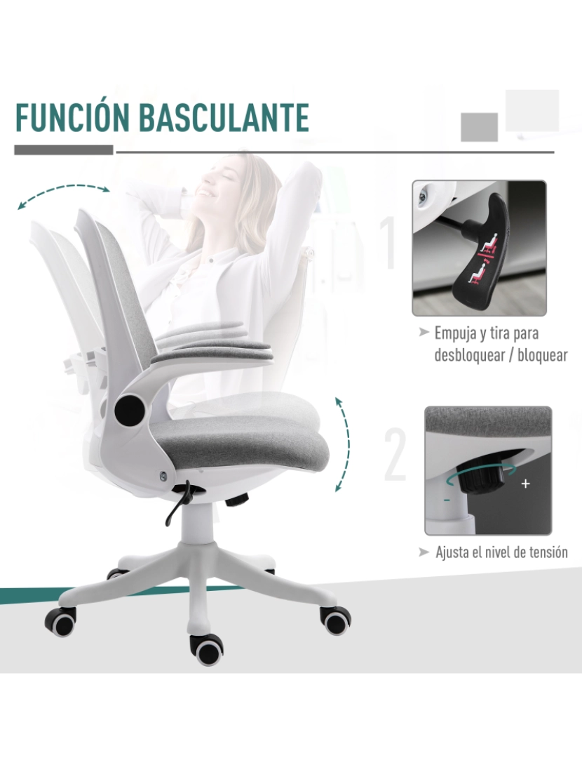 imagem de Cadeira de Escritório 62,5x60x94-104cm cor cinzento 921-330GY5