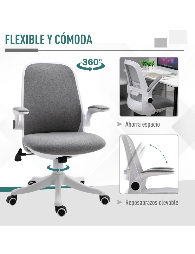 imagem de Cadeira de Escritório 62,5x60x94-104cm cor cinzento 921-330GY6