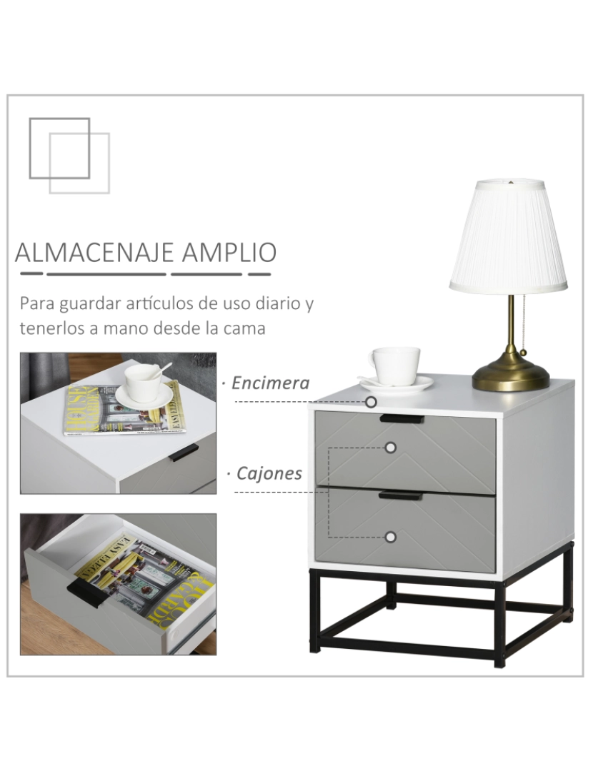 imagem de Armário de cabeceira 39,5x40x48cm cor branco, cinza, preto 831-3364