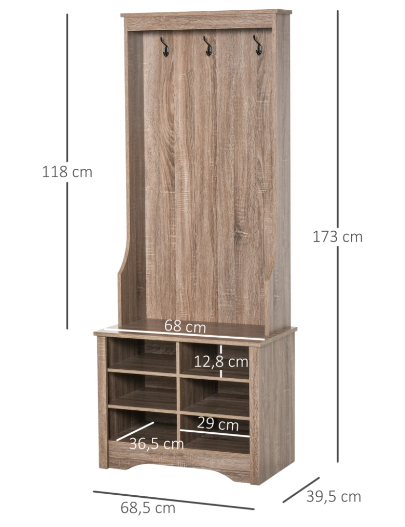 imagem de Móvel Cabide de Entrada 68,5x39,5x173cm cor madeira 837-1003