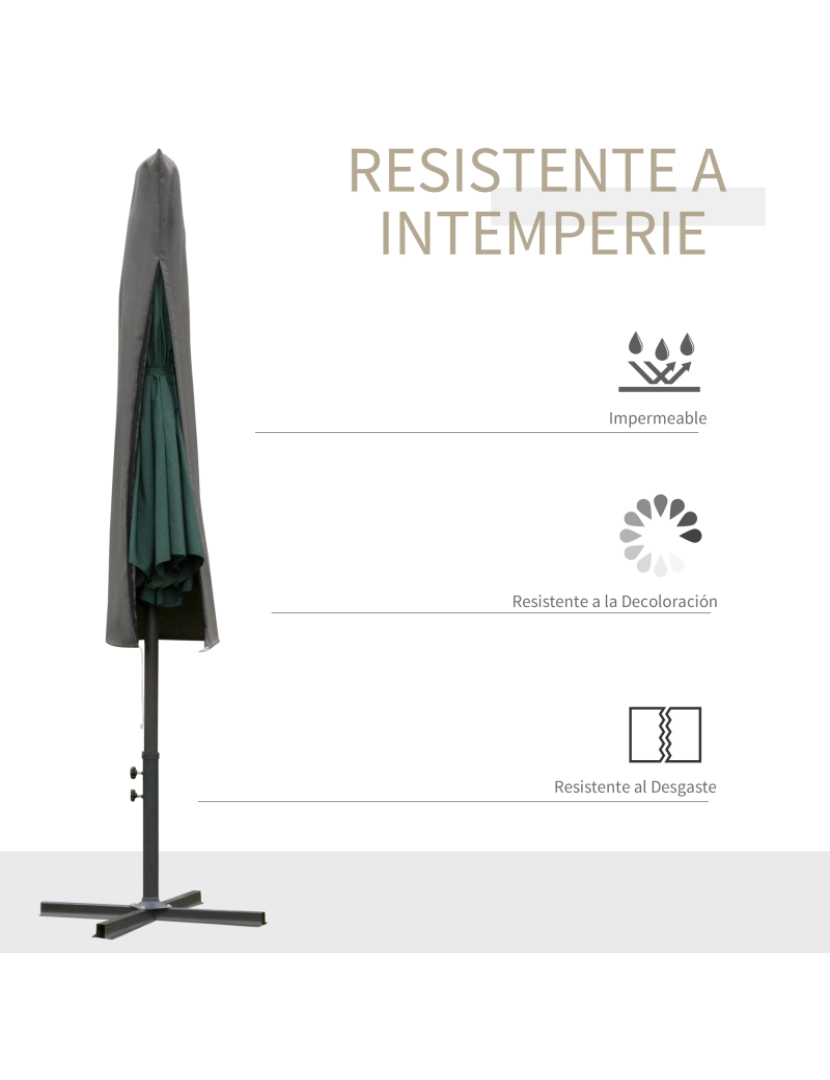 imagem de Capa Protetora de Guarda-sol Ø57x160cm cor cinzento escuro 84D-102CG4