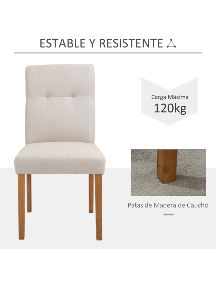 imagem de Conjunto de 2 Cadeiras de Sala de Jantar 50x62x96cm cor bege 835-4556