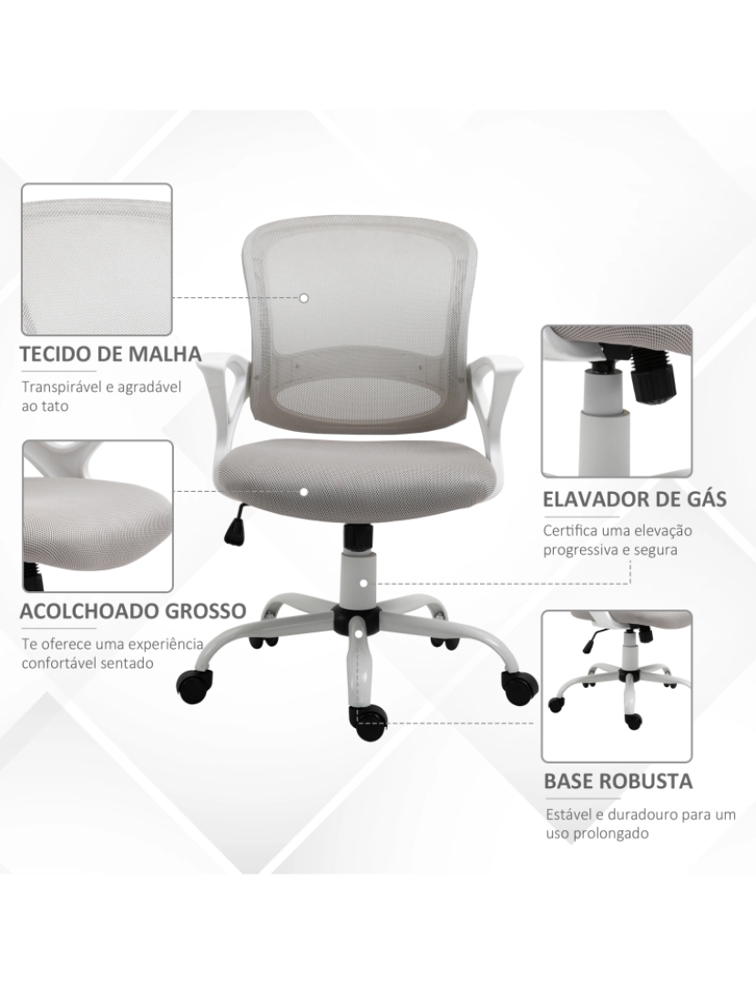 imagem de Cadeira de Escritório 61x61x99cm cor cinza e branco 921-528GY4