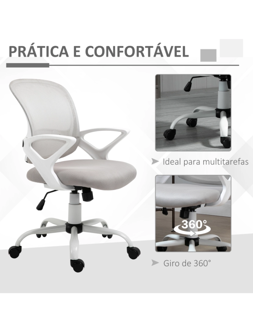 imagem grande de Cadeira de Escritório 61x61x99cm cor cinza e branco 921-528GY5