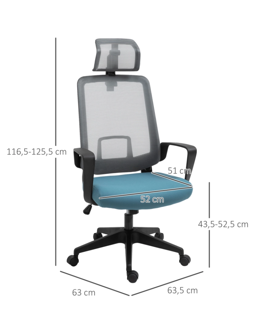 imagem de Cadeira de Oficina 63.5x63x125.5cm cor azul 921-533BU3
