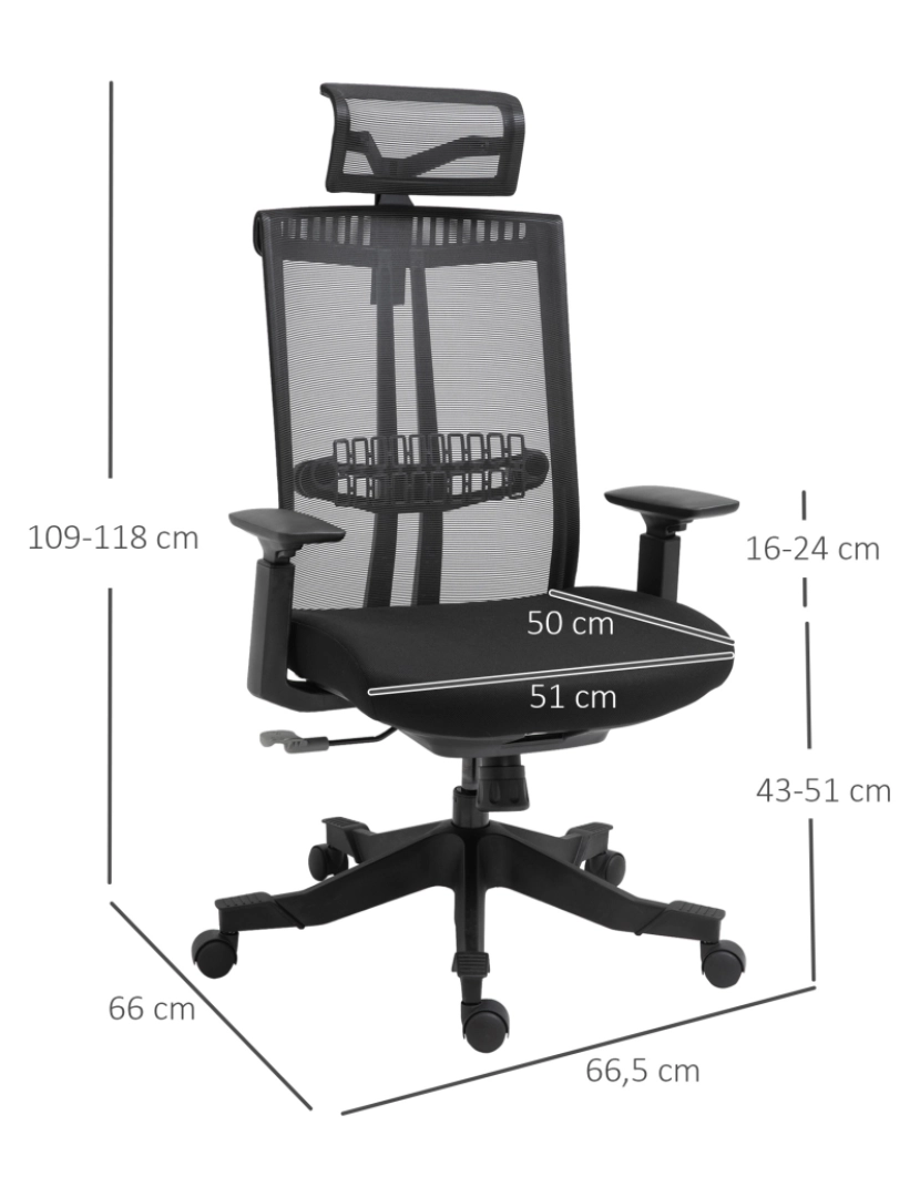imagem grande de Cadeira de Oficina 66.5x66x118cm cor preto 921-5303