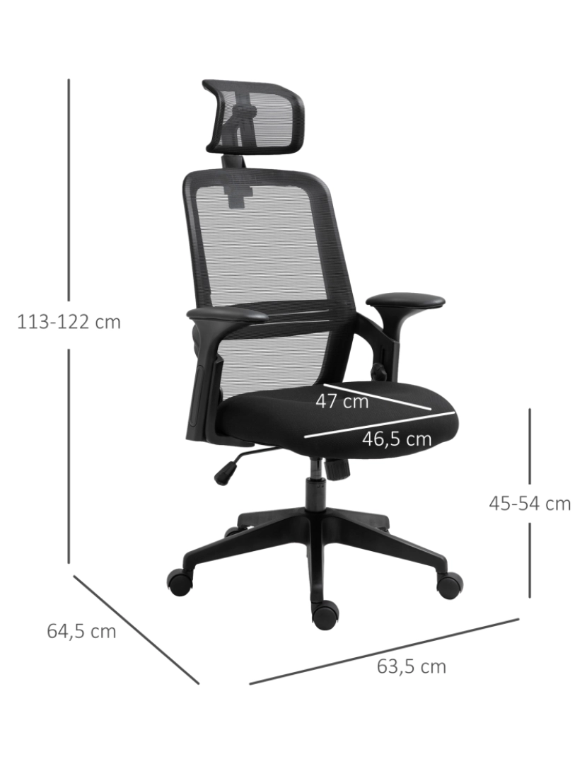imagem de Cadeira de Escritório 63.5x64.5x122cm cor preto 921-5313