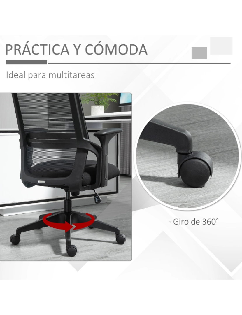 imagem de Cadeira de Escritório 63.5x64.5x122cm cor preto 921-5318