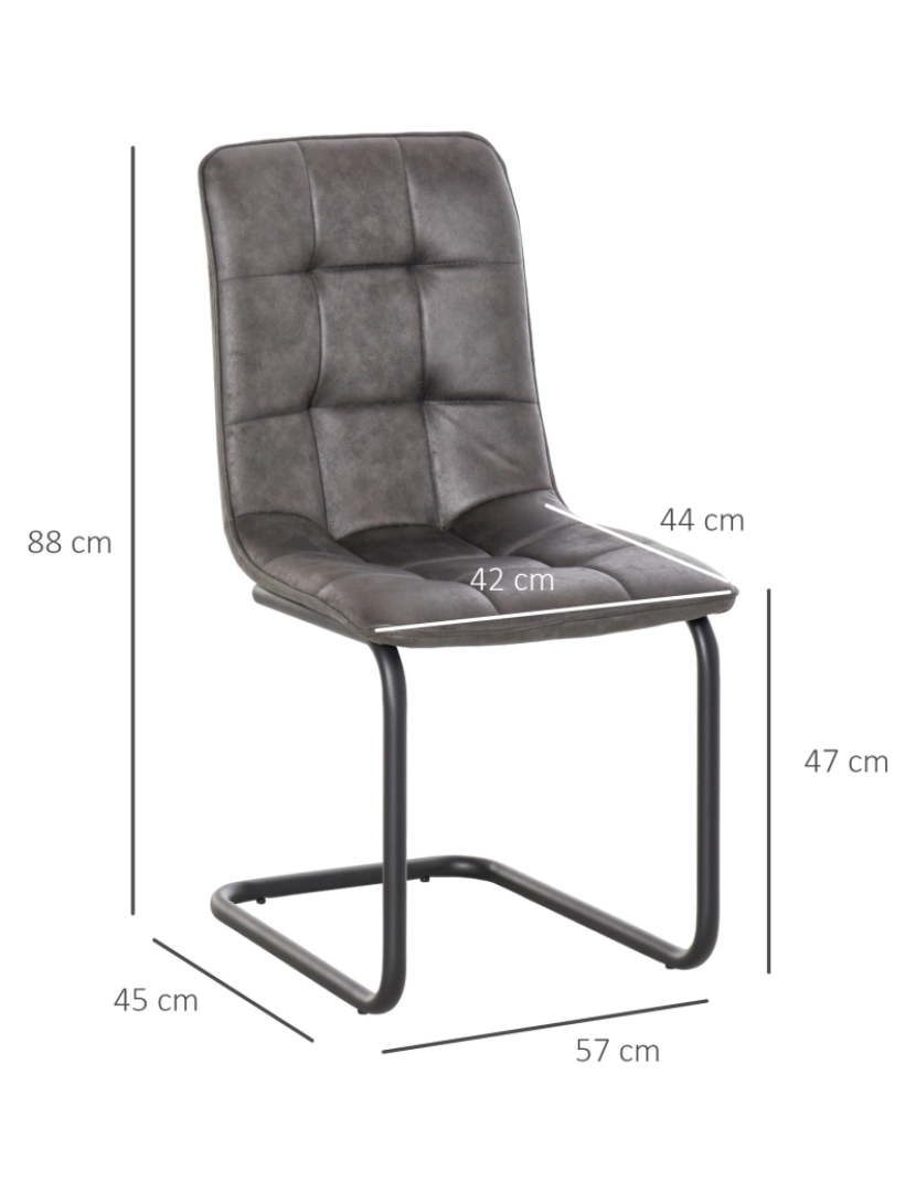 imagem grande de Conjunto de 2 Cadeiras de Sala de Jantar 57x45x88cm cor cinza escuro 835-3633