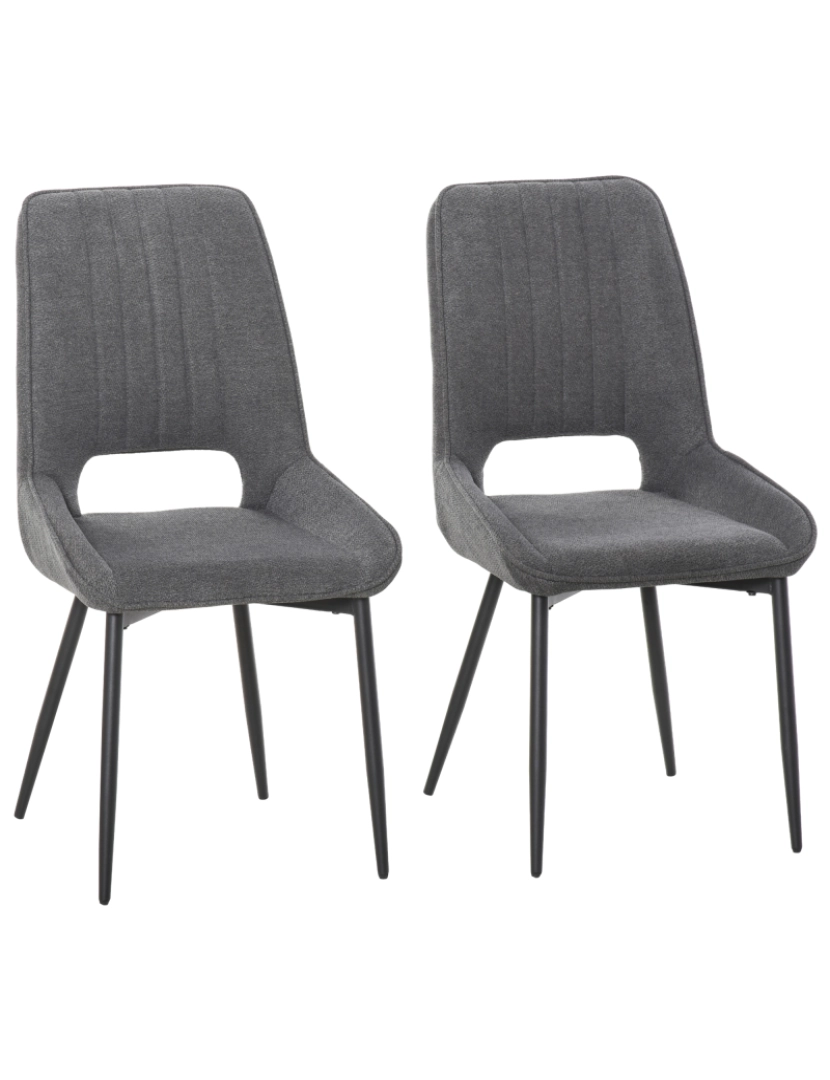 imagem de Conjunto de 2 Cadeiras de Sala de Jantar 59.5x50.5x92cm cor cinzento 835-3681
