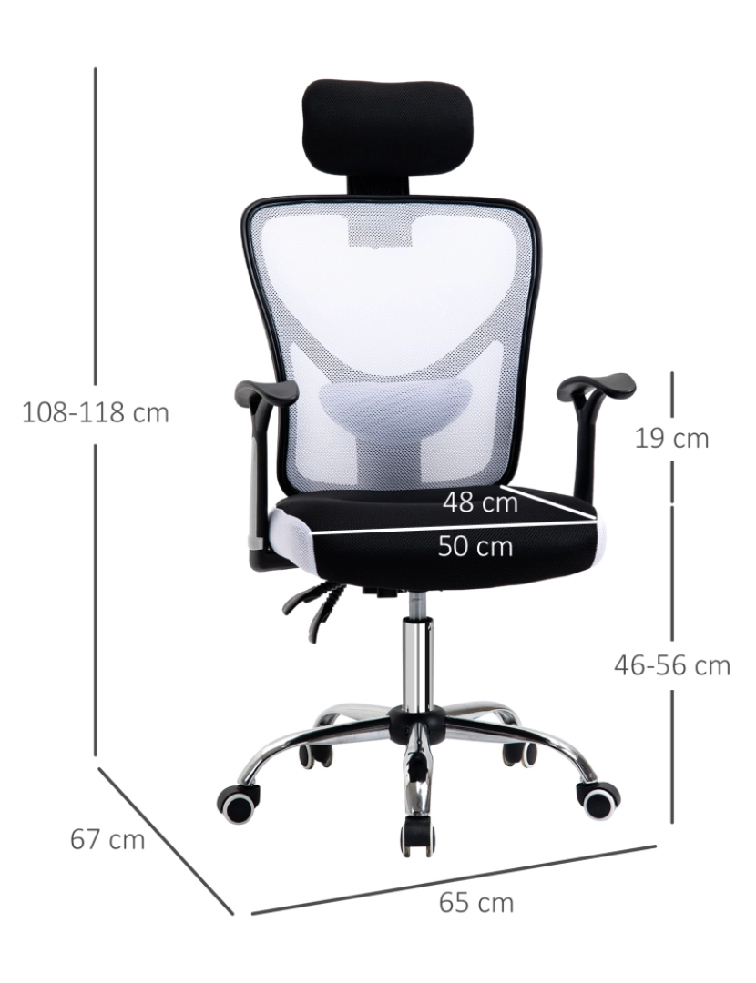 imagem de Cadeira de Escritório 65x67x118cm cor branco 921-522WT3