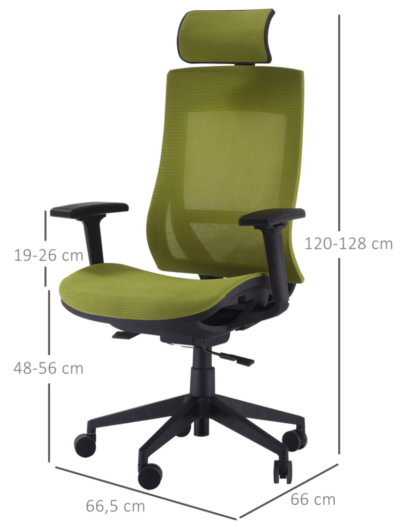 imagem grande de Cadeira de Escritório 66.5x66x128cm cor verde 921-4303