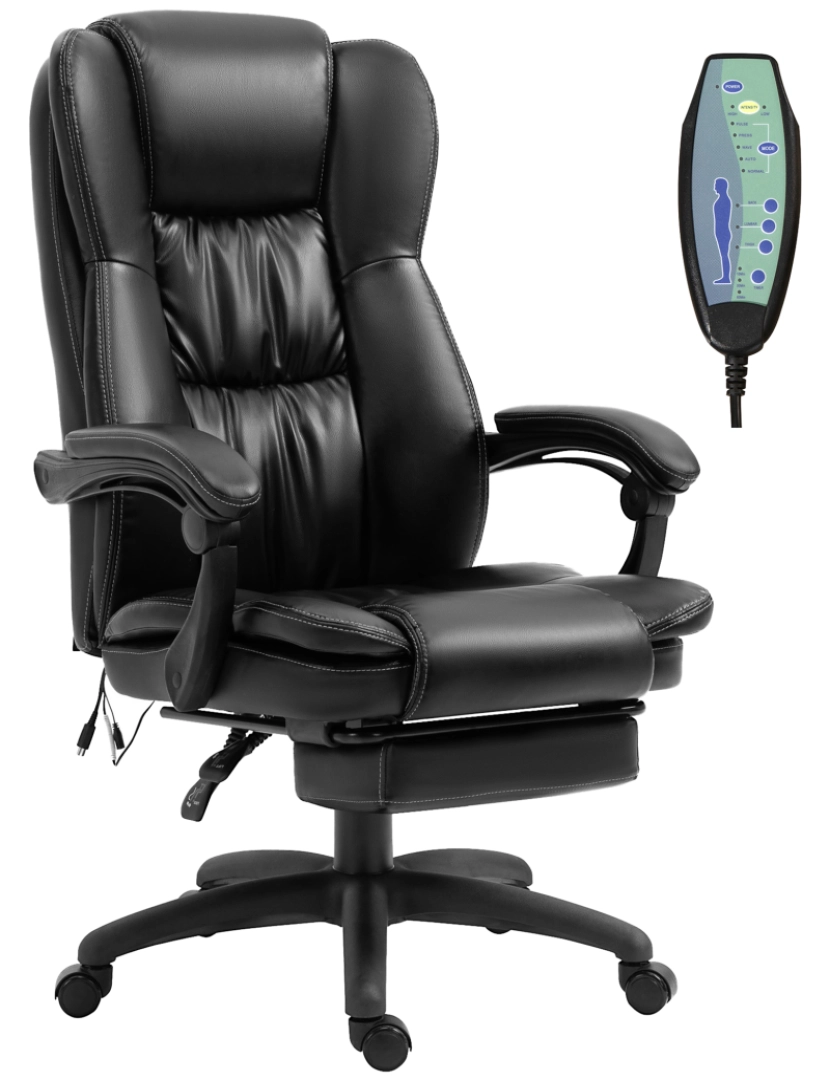 Vinsetto - Cadeira de Escritório com Massagem 68,5x68,5x119-127cm cor preto 921-539V90BK