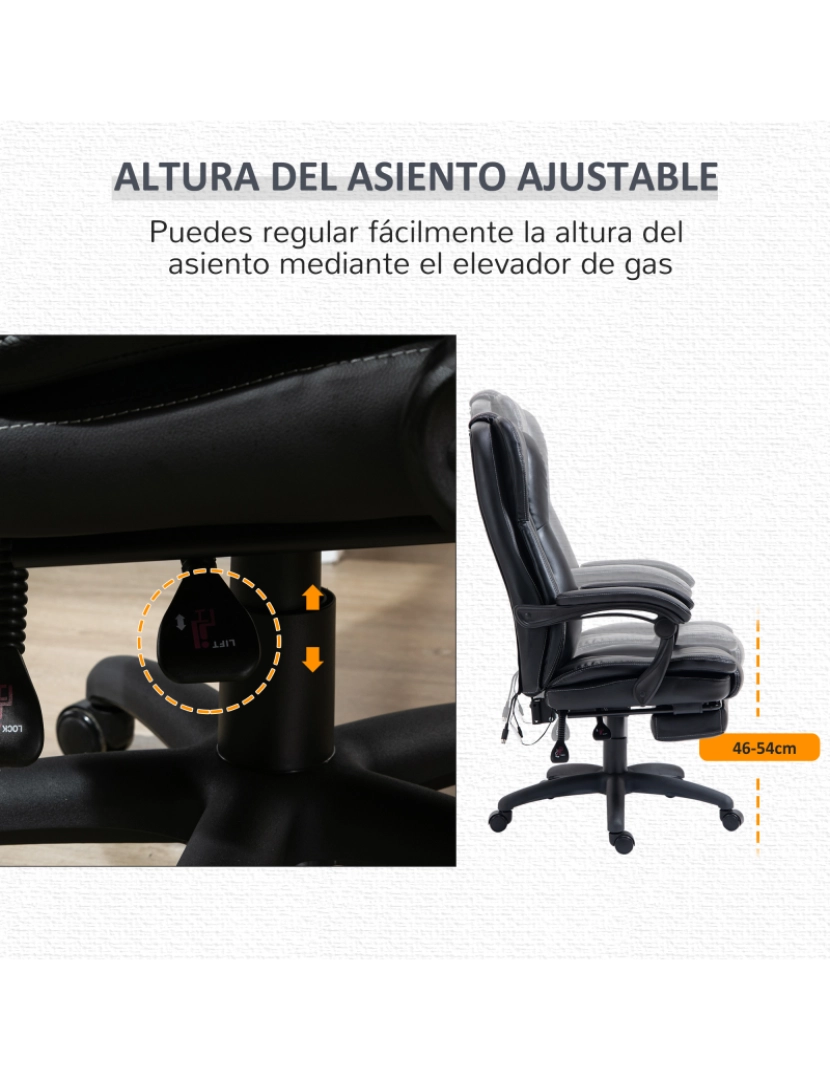 imagem de Cadeira de Escritório com Massagem 68,5x68,5x119-127cm cor preto 921-539V90BK5