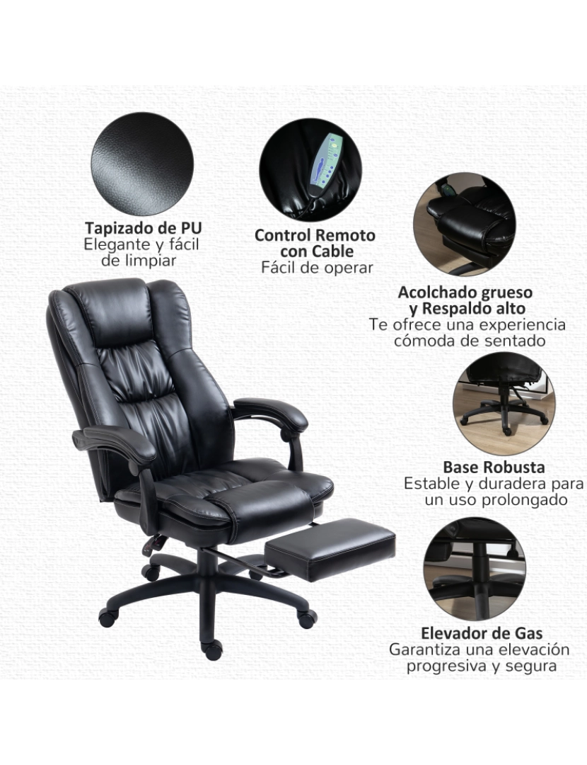 imagem de Cadeira de Escritório com Massagem 68,5x68,5x119-127cm cor preto 921-539V90BK7