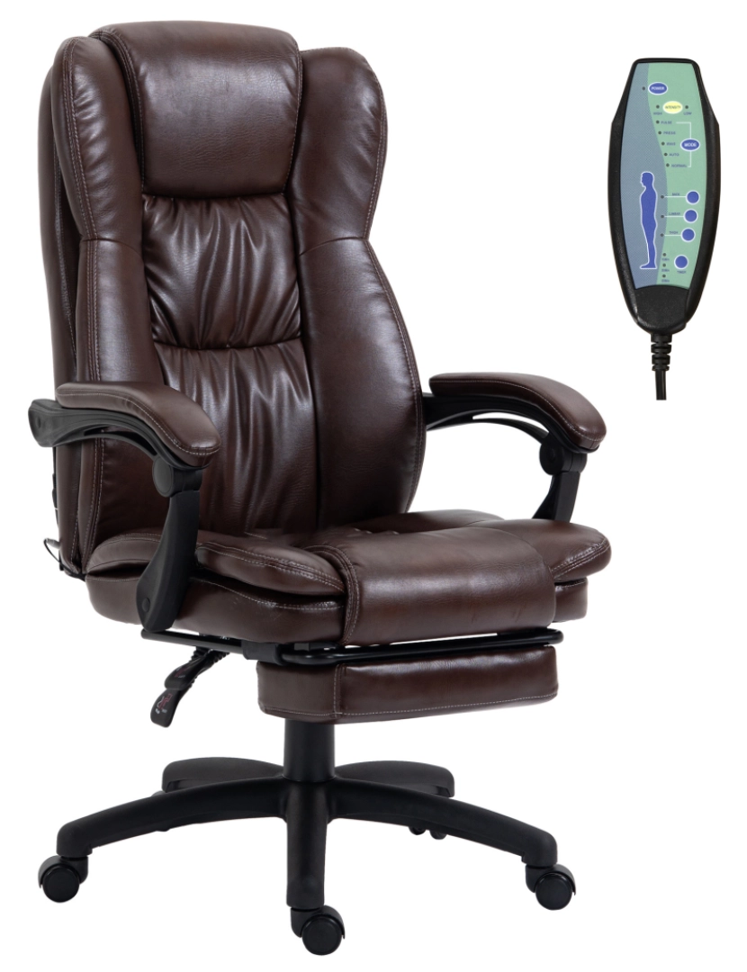 imagem de Cadeira de Escritório com Massagem 68,5x68,5x119-127cm cor marrom 921-539V90BN1