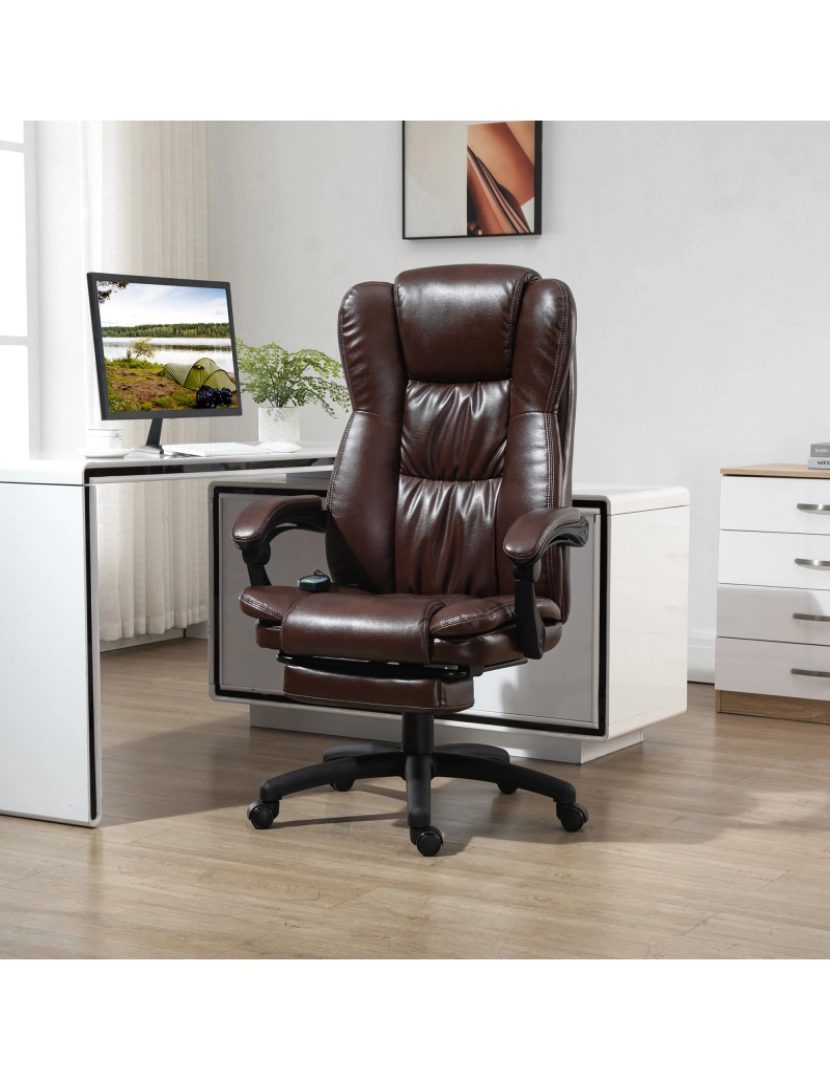 imagem de Cadeira de Escritório com Massagem 68,5x68,5x119-127cm cor marrom 921-539V90BN2