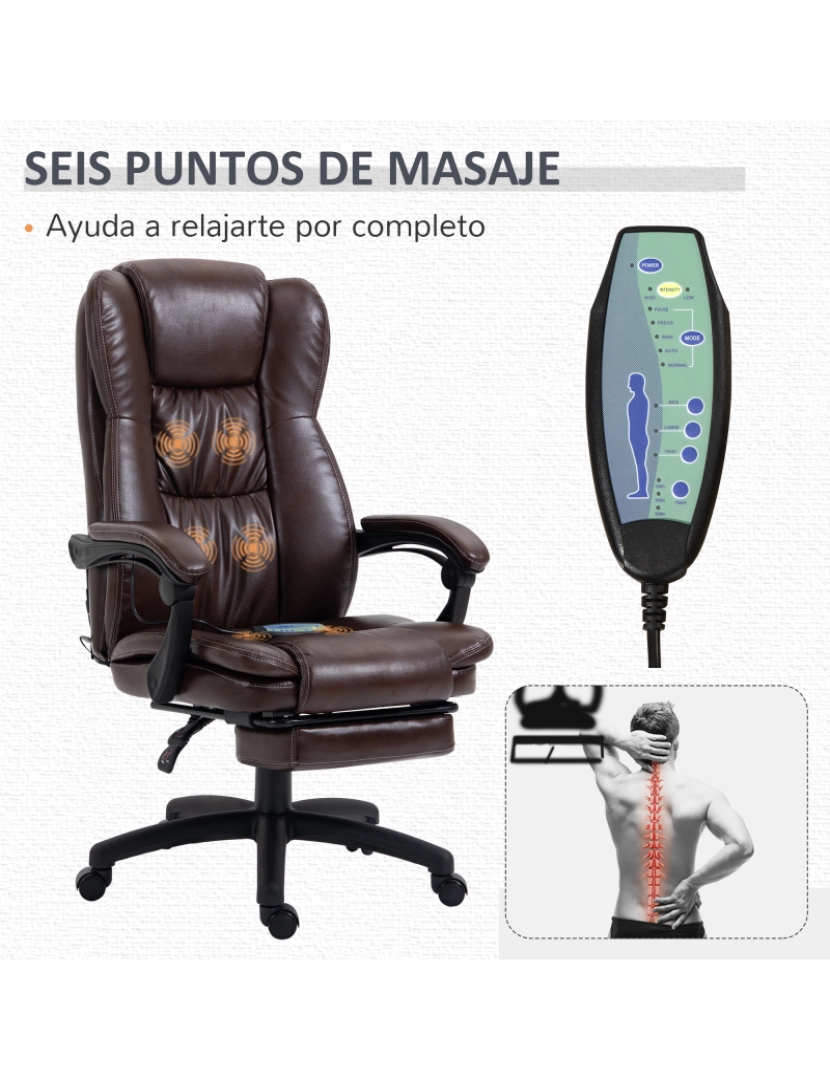 imagem de Cadeira de Escritório com Massagem 68,5x68,5x119-127cm cor marrom 921-539V90BN4