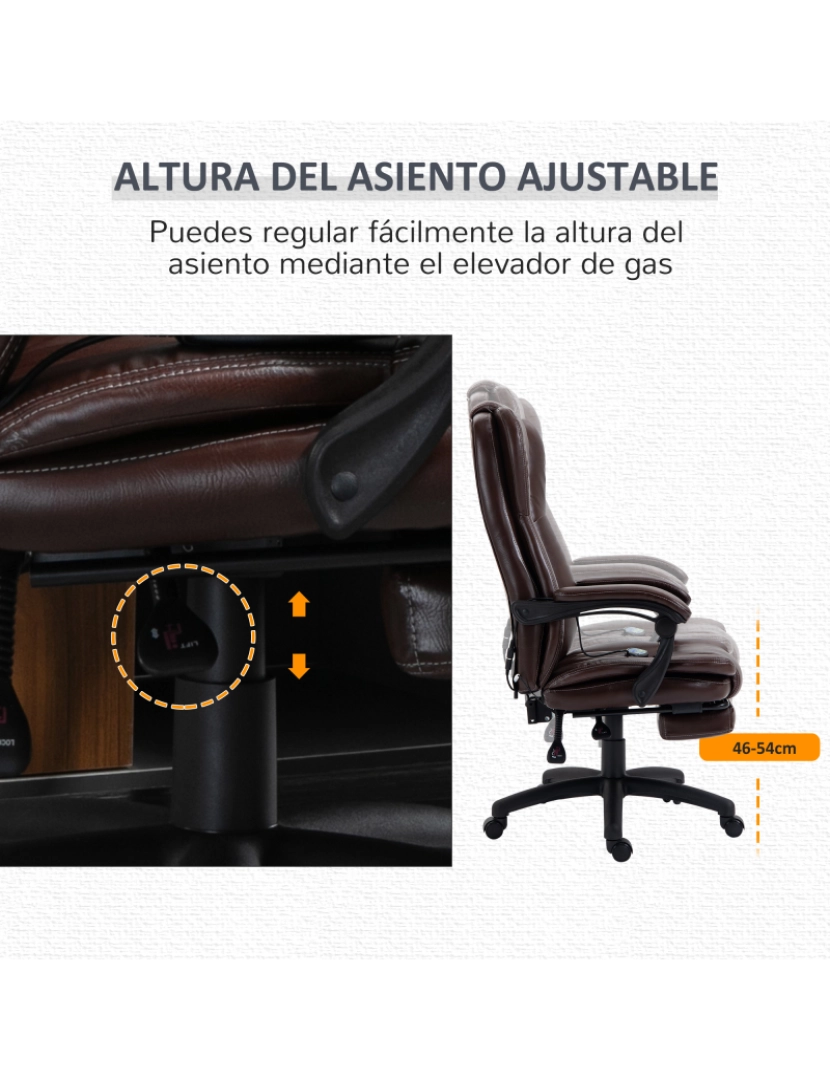imagem de Cadeira de Escritório com Massagem 68,5x68,5x119-127cm cor marrom 921-539V90BN5