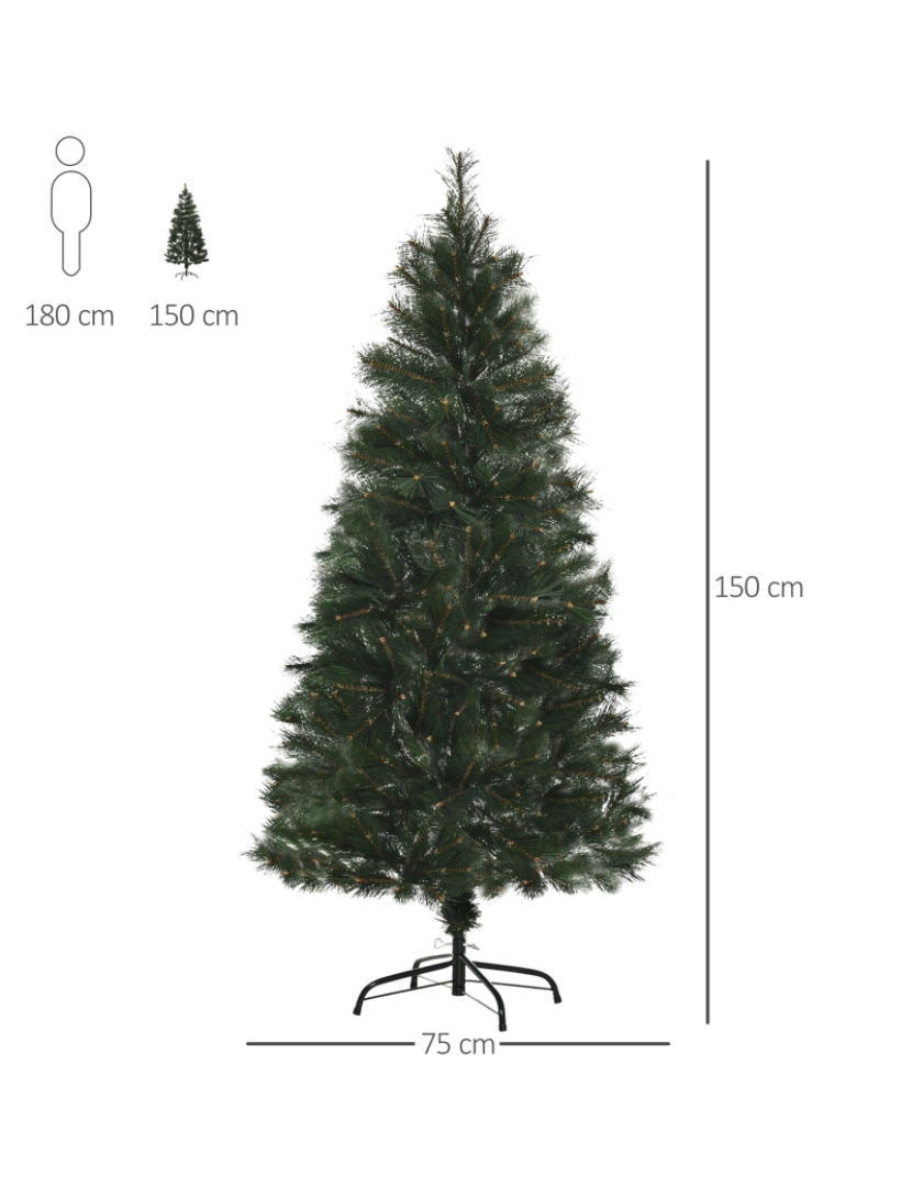 imagem de Árvore de Natal Ø75x150cm cor verde escuro 830-3663