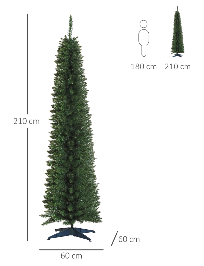 imagem grande de HOMCOM Árvore de Natal Artificial 210cm Ignífugo com 499 Pontas de Ramo PVC e Suporte de Metal Decoração de Natal para Interiores Fácil de Montar Verde3