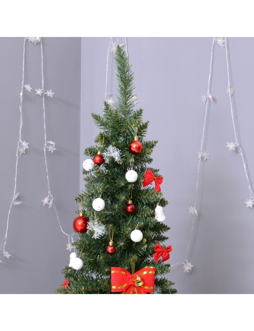 imagem de HOMCOM Árvore de Natal Artificial 210cm Ignífugo com 499 Pontas de Ramo PVC e Suporte de Metal Decoração de Natal para Interiores Fácil de Montar Verde9