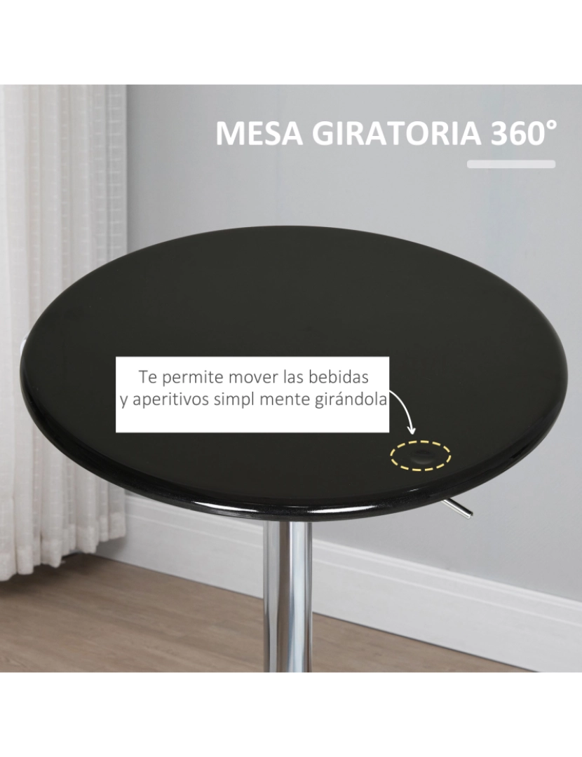 imagem de Mesa de Bar 61x61x76-97cm cor preto 835-505BK5