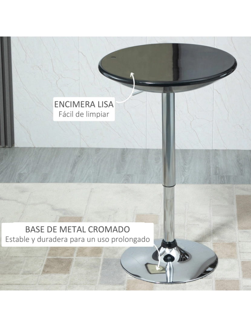 imagem de Mesa de Bar 61x61x76-97cm cor preto 835-505BK6