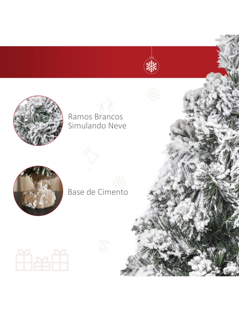 imagem grande de HOMCOM Árvore de Natal Artificial 60cm com 67 Ramos Ignífugos e Base de Cimento Decoração de Natal para Mesa Escritório Ø32x60cm Verde e Branco7